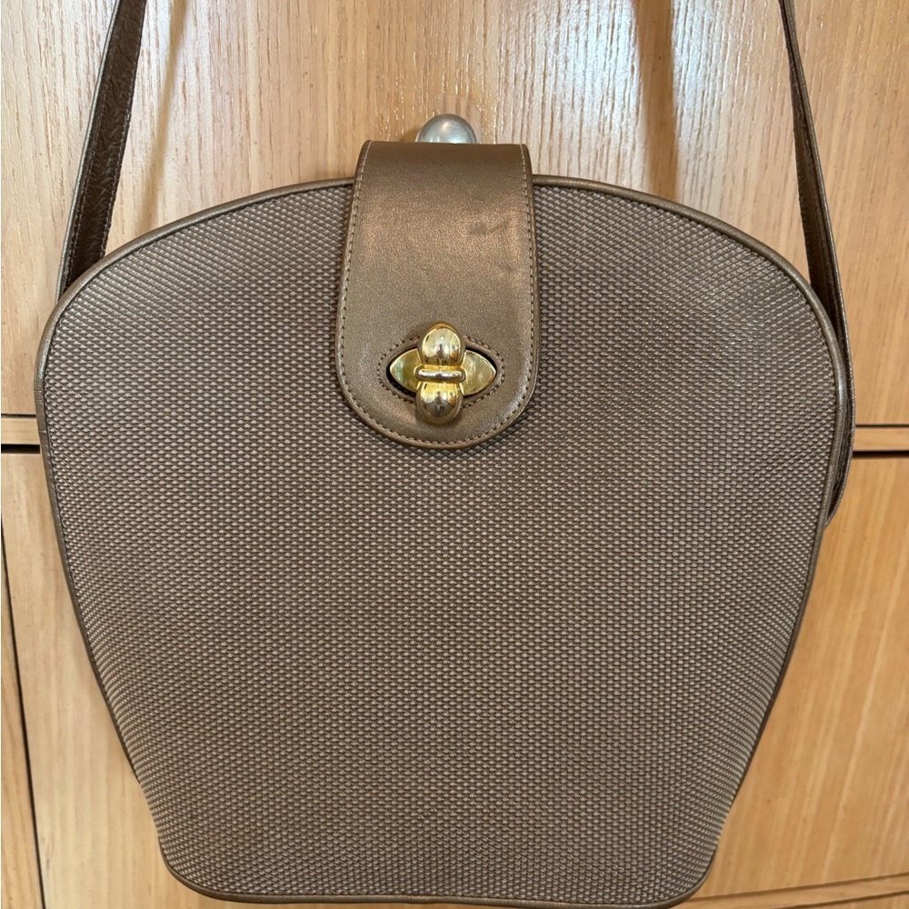 Stuart Weitzman Brown Crossbody Bag with Gold Accents